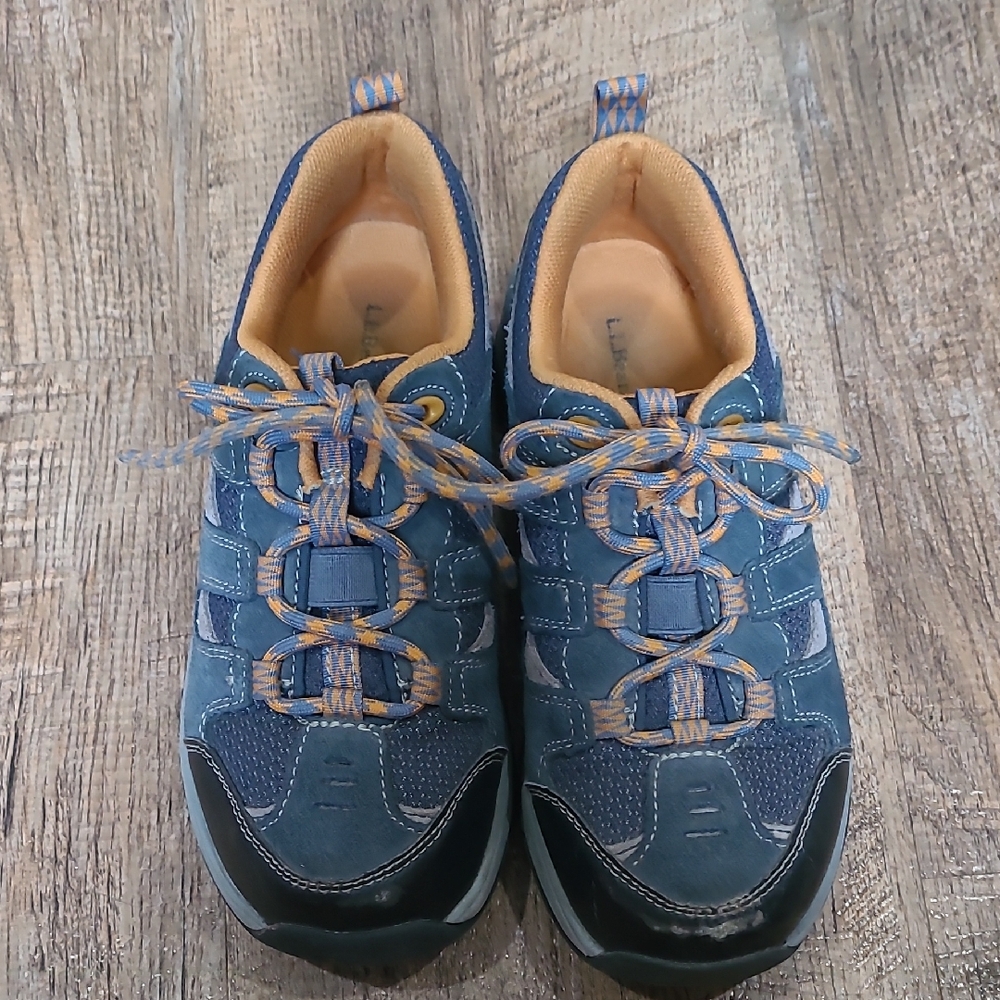 Kid's L.L. Bean Blue and Orange Sneakers